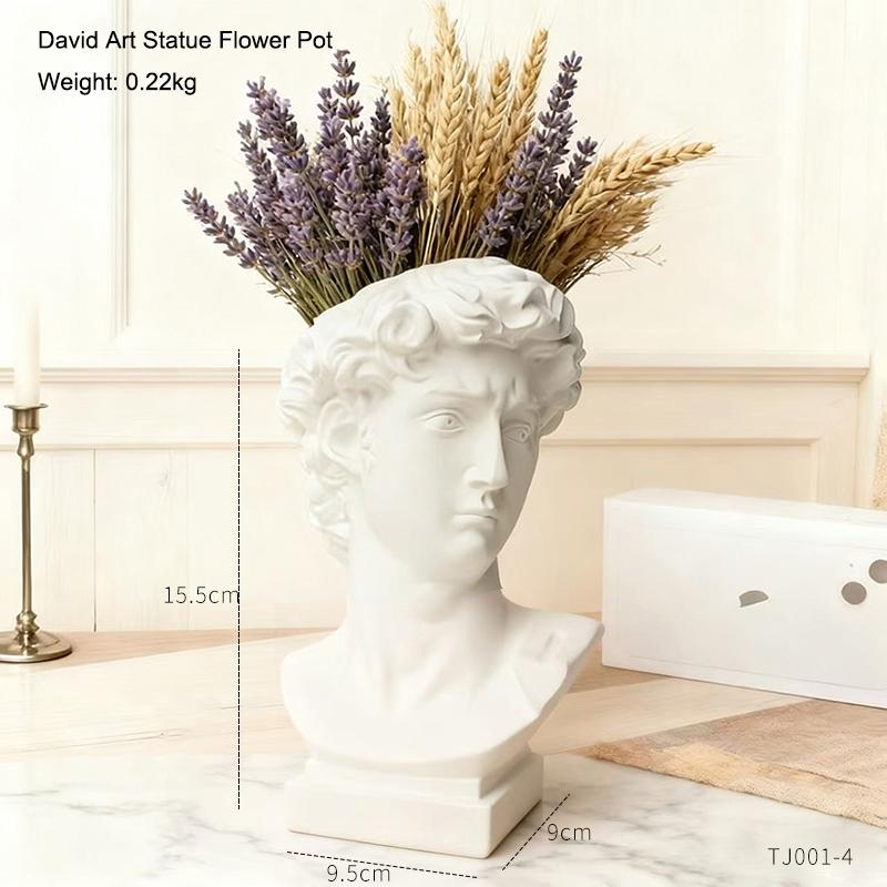 

David Art Statue Flowerpot for Inserting Dried Flowers and Simulating Flowers Home Living Room Bedroom Decoration Gift