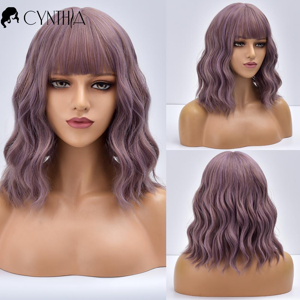 

Синтия Синий Ombre Короткий Боб Синтетические Парики Для Женщин С Челкой Объемная Волна Косплей Парик Лолиты Белые Натуральные Жаростойкие Волосы TB060-1