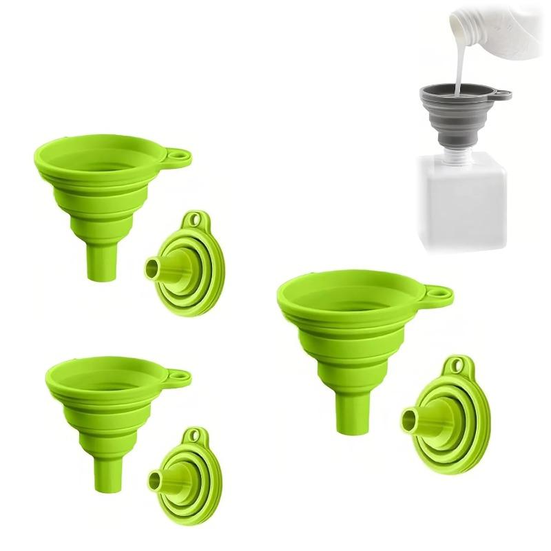 2025 New Silicone Collapsible Kitchen Funnel Set (3PC) - Food Grade Liquid Transfer Funnels for Bottles, Oil, Cooking Gadgets