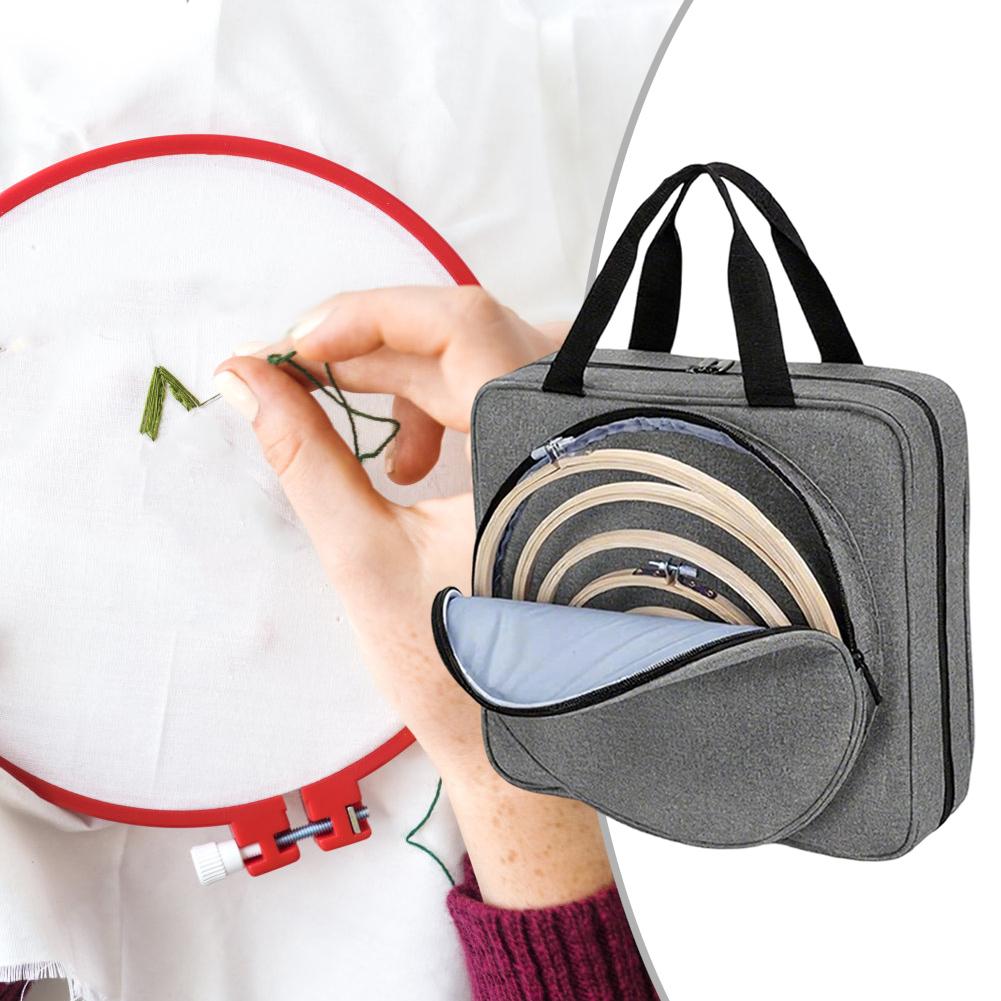 Cross Stitch Embroidery Storage Bag For Needlework Tools And Threads, Padded Compartment Organizer With Portable Design