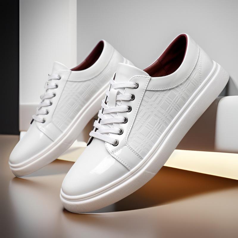 

Autumn new men s shoes large size glossy patent leather low-top lace-up business leisure British style trend men s leather shoes batch 48