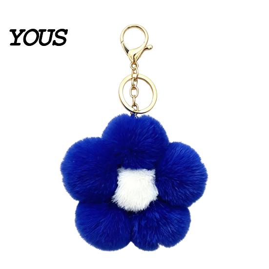 Women Keychain Plush Flower for Handbags, Five-petal Bag Charm, Charm Fluffy Backpack Hanging Accessory