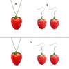 Cute Resin Strawberry Pendant Necklace Earring Simple Cute 3D Fruit Charm Neck Chain Earring Clavicle Chain Jewelry