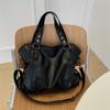 Large Capacity Black Shoulder Bags For Women Large Shopper Bag Solid Color Soft Leather Crossbody Handbag Lady Travel Tote Bag
