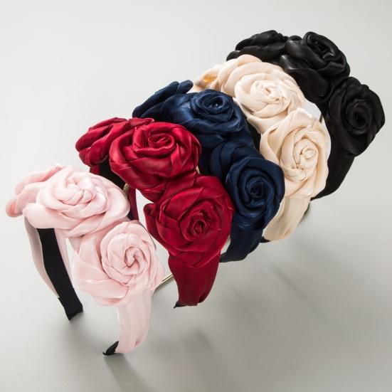 Hair Hoop 3D Rose Flower Decor High Elasticity Wide Headband Women Versatile Headband Daily Party Outing Hair Accessories