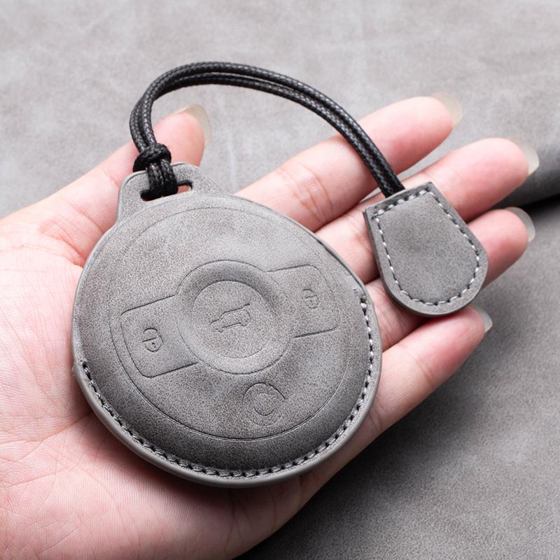 Sheepskin Car Key Case Cover For Mercedes Benz Smart Fortwo 1 BRABUS 1 Benz SMART 2022 2023 Protector Holder Shell Accessories