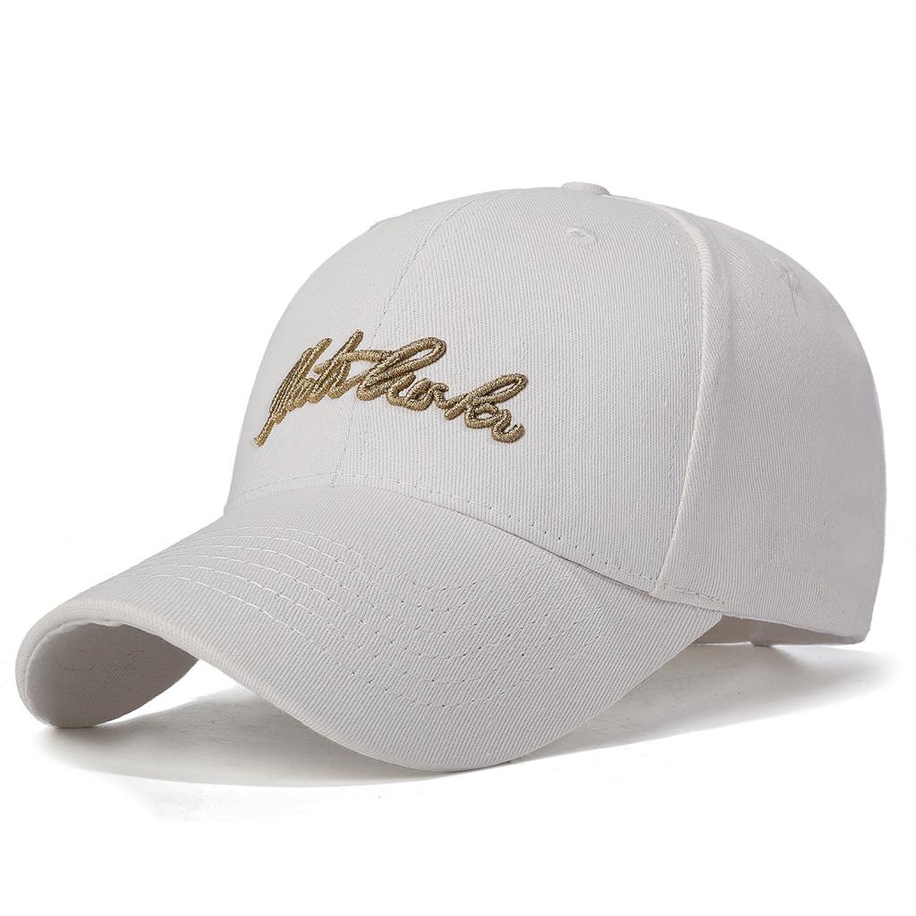 Korean-Style Retro Four-Season Washed Cotton Baseball Cap With Letter Embroidery, Unisex Hard-Top Simple Casual Dad Hat