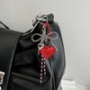 Glossy Leather Heart Keychain Faux Pearls Bowknot Braided Rope Car Keyring Bag Charm Gift Accessory for Women Girls