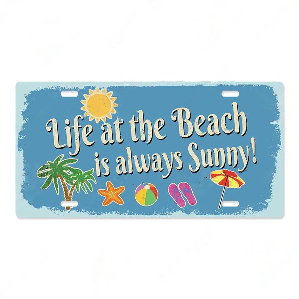 Summer Beach Retro Tin Sign Licenses Plate Plaque Metal Vintage Poster for Pub Bar Surf