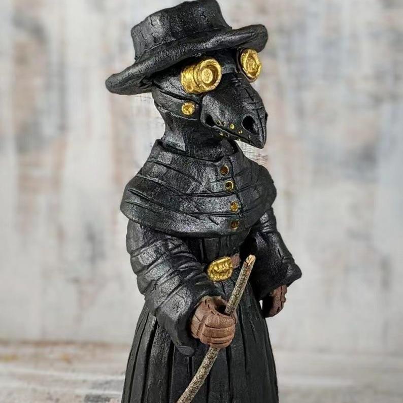 Plague Doctor Incense Burner Halloween Ornament Mr. Mini Crow Statue Effective Stress Anxiety Relief Home Decoration Prop