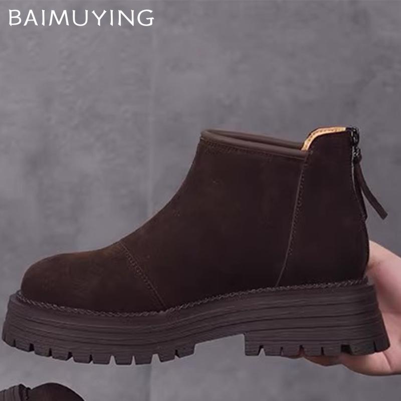 Γυναικείες Μποτάκια Αστραγάλου με Πλατφόρμα από Σουέτ, Ψηλά Τακούνια, Μόδα Παπούτσια Γυναίκα 2025 Τάση, Χειμώνας Νέα, Άνετα για Περίπατο, Αθλητικά Casual, Χιονιού Μπότες Γυναικείες