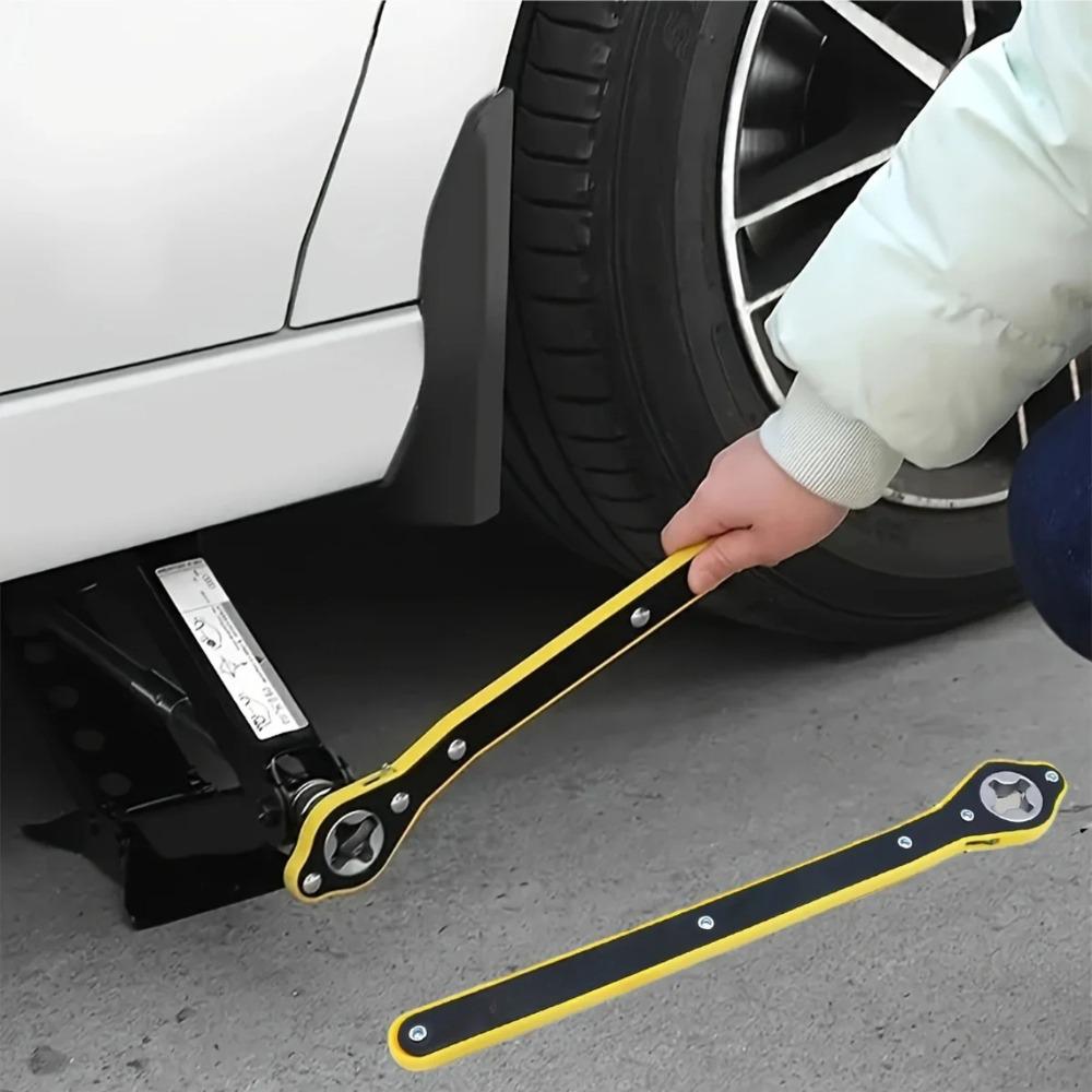 Hand-Cranked Vehicle Jack & Labor-Saving Wrench for Tire Changes on Small Cars & Sedans - Hydraulic Horizontal Design