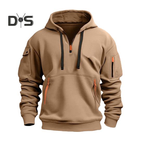 

Мужская толстовка с капюшоном на молнии и ремешках, декорированная завязками, с капюшоном, осень-весна-зима, пэчворк, пуловер с капюшоном и эластичными манжетами для повседневной работы в школе и на открытом воздухе L