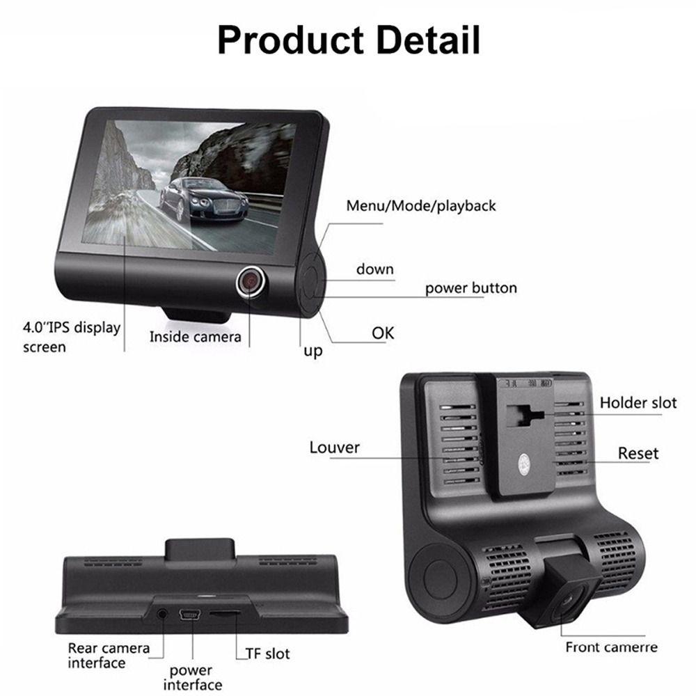 Full HD 3-Lens Dash Cam 1080P Rear Camera Professional Car DVR Recorder for Car