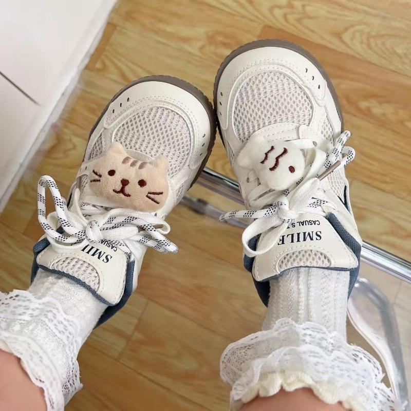 Pink campus style cute mesh breathable board shoes autumn new sweet schoolgirl soft-soled sneakers