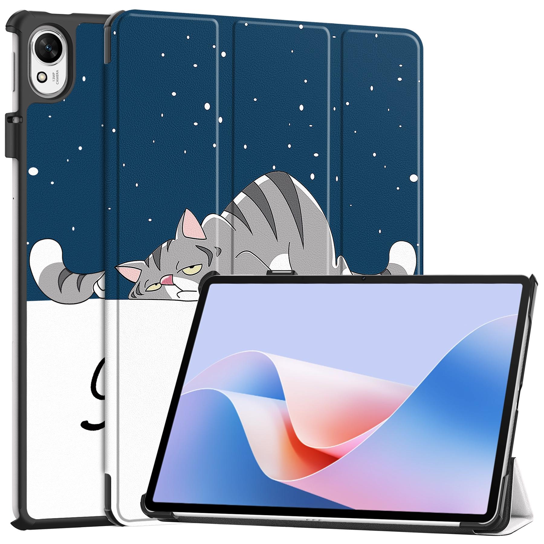 

For Huawei MatePad 11.5 S Case Tri-Fold Stand Pattern Print Leather Tablet Cover with Auto Wake/Sleep Cat