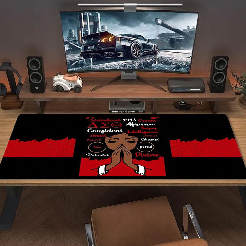 Delta Sigma Theta Crest Large Size Mouse Pad Large Gaming Table Cushion Nonslip Laptop Tablet Big Mousepad Xxl Mat Mini Pc Playmat With Lock Edge