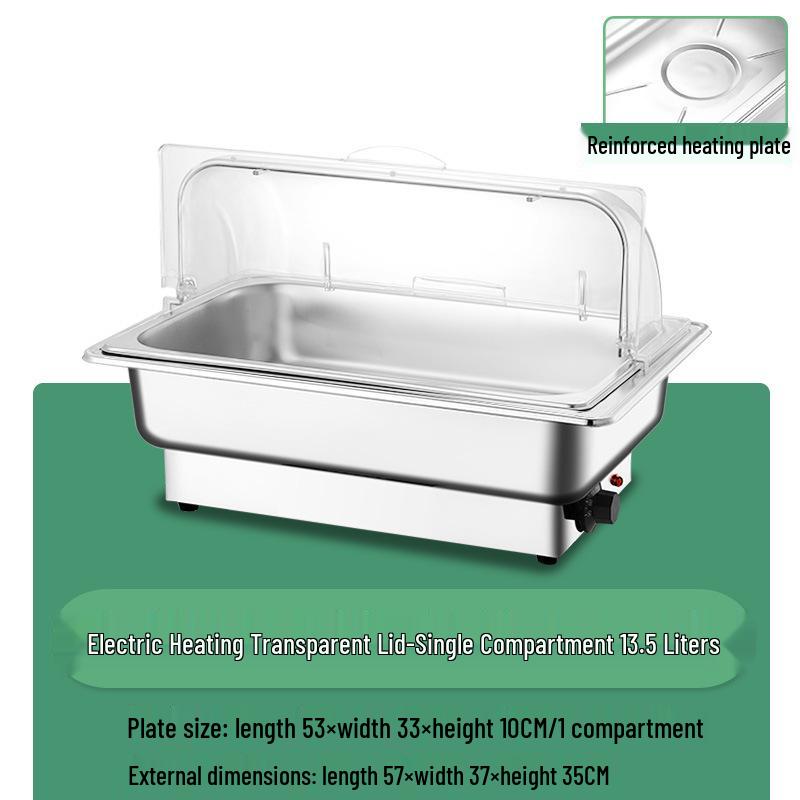Stainless Steel Electric Chafing Dish with Visible Flip-Top for Buffet & Breakfast