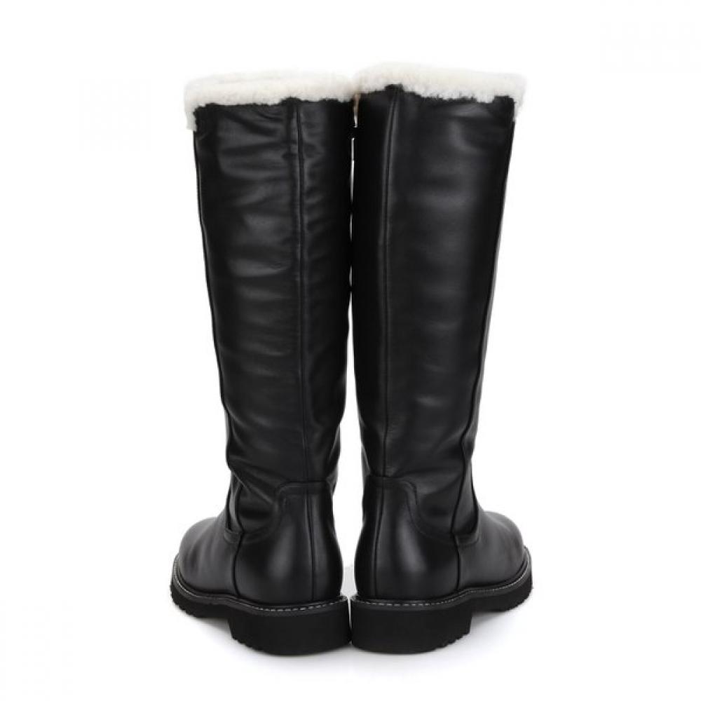 Barbara 3cm Fur Leather Long Boots Bbf861bk