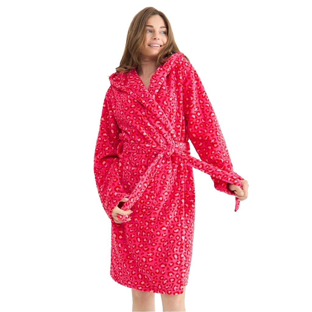 Urban Threads Womens/Ladies Leopard Print Fleece Robe