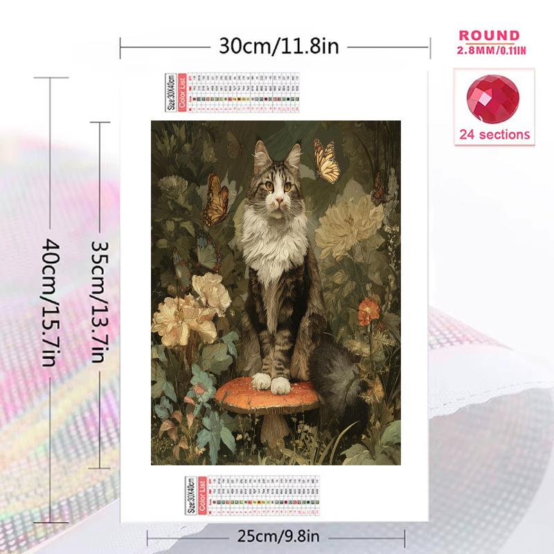 Maine Coon and grassland Pattern  3pcs 100% Round Full Drill 5D DIY Diamond Painting Embroidery Cross Stitch Rhinestone Décor