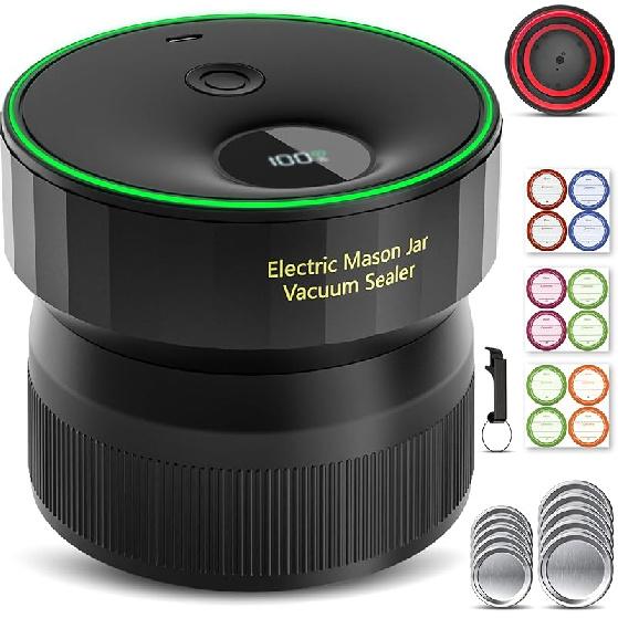 2025 Upgraded Mason Jar Vacuum Sealer, Electric Vacuum Sealer for Regular Mouth and Wide Mouth Canning Jars, Fully Automated and Portable