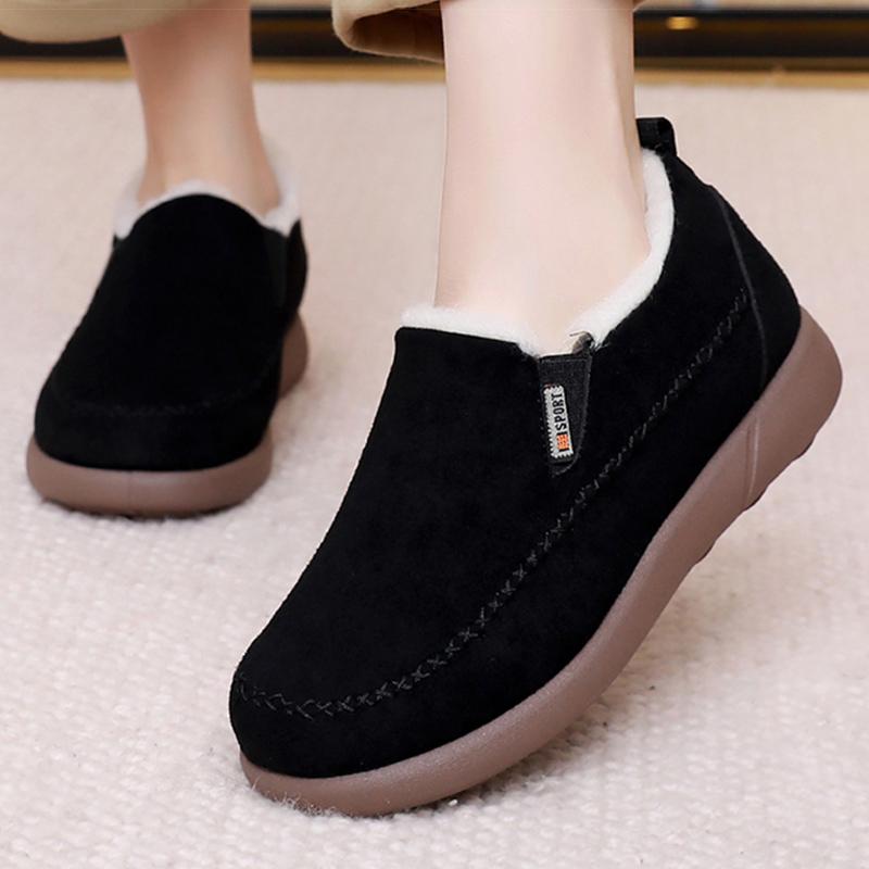 Boots Slip On Fur Shoes For Women's Winter Boots Snow Casual Winter Footwear Women Keep Warm Ankle Boots Fur Black Botas Mujer