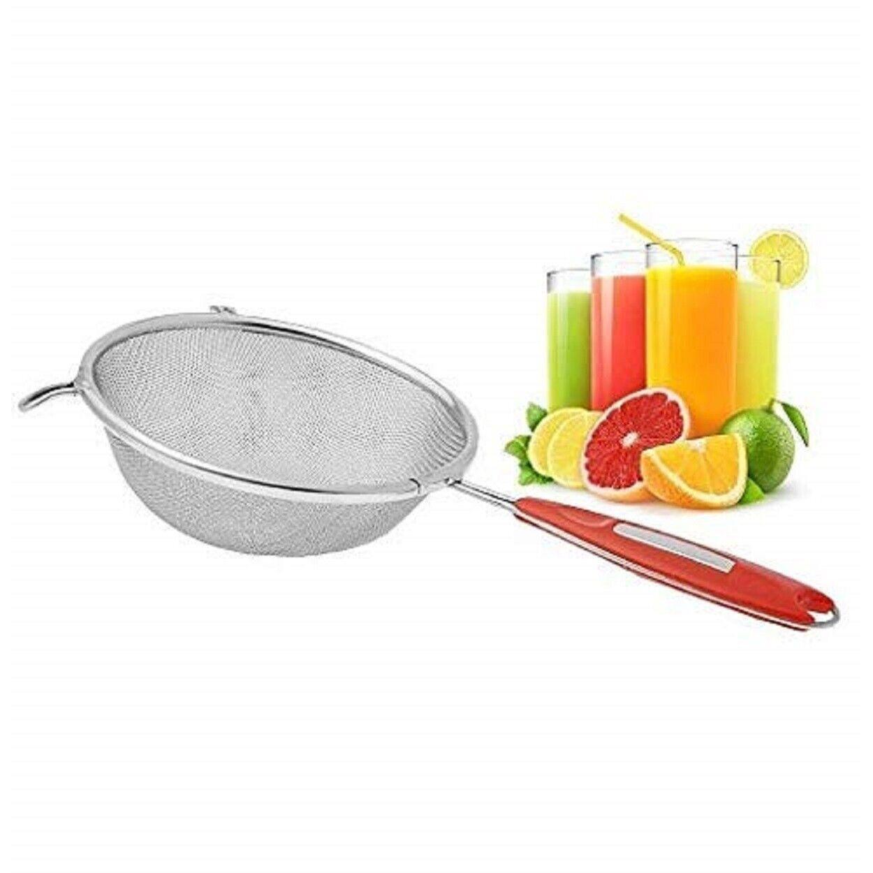

Stee lMultipurpose Vegetable & Fruits Strainer with Red Handle Pack Of 1 MR373