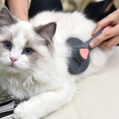 Hair Comb For Cats Self-Cleaning Hair Removal Slicker Brush Shedding Dog Brush Grooming Skin Friendly Cat Comb Stainless Steel