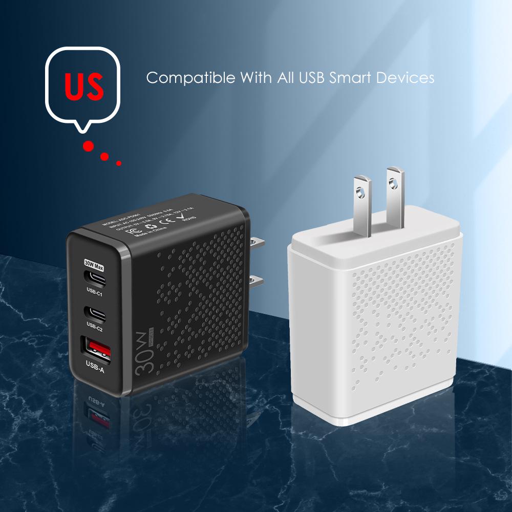 30W Dual-Port Fast Charger Type-C & USB (EU/US)