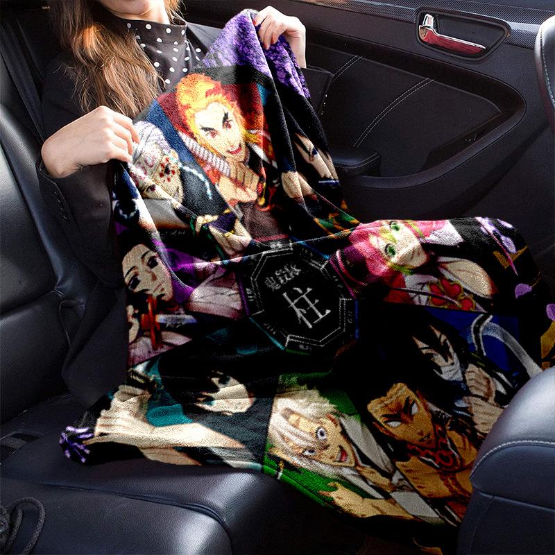 Japanese manga artist Koyoharu Gotouge's Demon Slayer blanket Soft and portable four season home bed, office travel, lunch break, warm blanket K24
