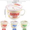 Instant Noodle Bowl with Handle Large Capacity Ramen Bowl Creativity Lid Ceramic Instant Lunch Bowl Cute Design Japanese Cup