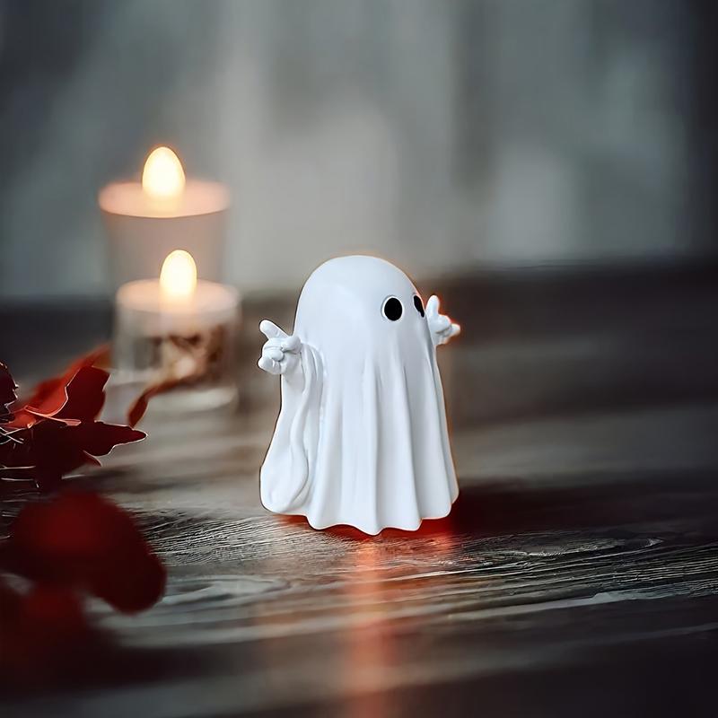 Halloweenská figurka ducha Strašidelná pryskyřičná soška ducha Roztomilé ozdoby ducha Ideální pro vnitřní a verandovou halloweenskou dekoraci Stolní