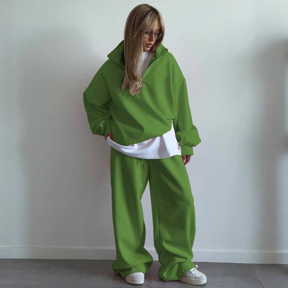 Completo Casual con Felpa con Cappuccio e Pantaloni Tuta Giallo Chiaro da Donna con Coulisse Streetwear Due Pezzi