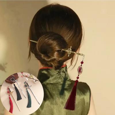 Vintage Chinese Sword Tassel Pendant Hair Stick for Women Punk Metal Hairpin Disk Hairsticks Chopsticks Jewelry Accessories