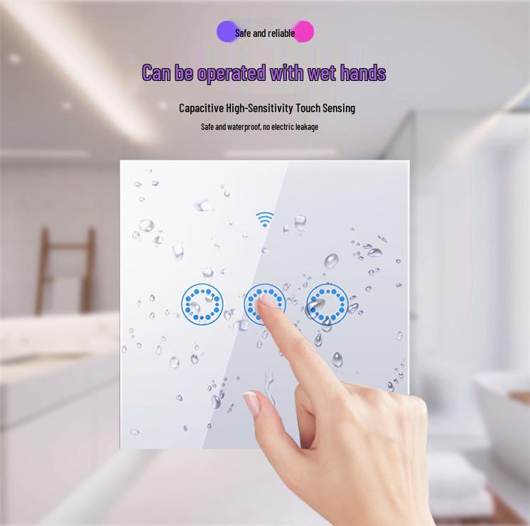 

EU Standard WIFI Smart Switch, Alexa Compatible, for Home Decoration - Single Live Wire, Touch Control. Single Switch Gold (Neutral Wire)