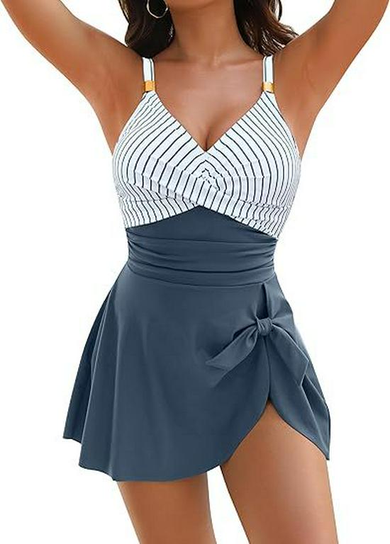 Women's Slimming Cross-Back Multi-Color One-Piece Swimsuit