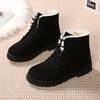 Women's Temu New Winter Korean-Style Ankle-Length Snow Boots - Plus-Size, Flat-Heeled, Fleece-Lined, Cotton-Padded