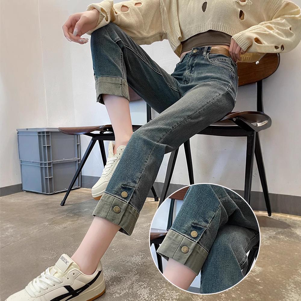 

Women s Retro Cigarette Jeans - Comfortable, Versatile, Stretch Denim, Straight Leg, Trendy Summer Pants 2XL