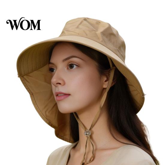 Wide Brim Sun Hat for Women with Neck Flap, Packable Lightweight Summer Hiking Beach Hat, UV Protection Travel Commuting Foldable Flap