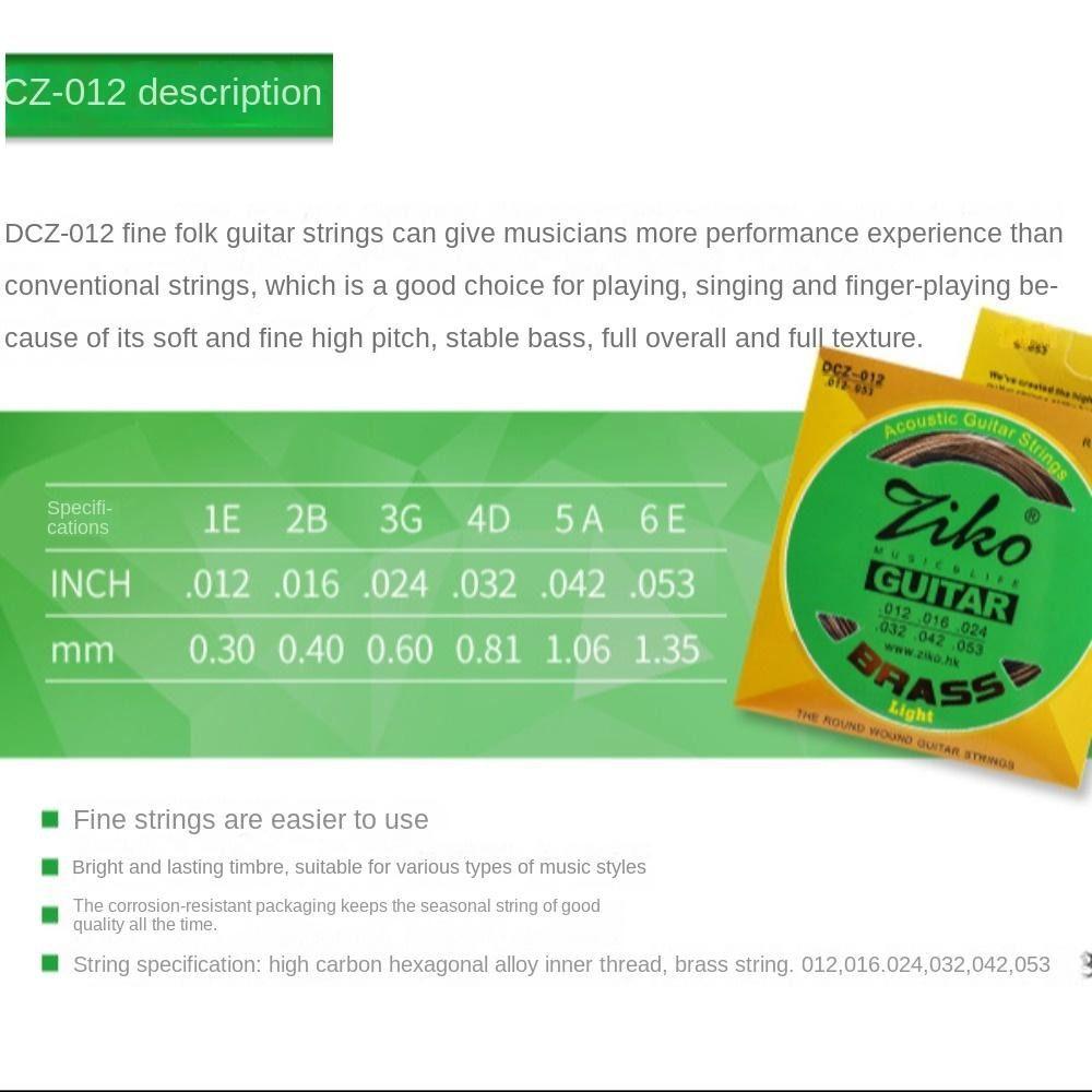 Set di 6 Corde Corde per Chitarra Acustica Esagonale Zinco Lega di Zinco Corda per Chitarra Chitarra Acustica