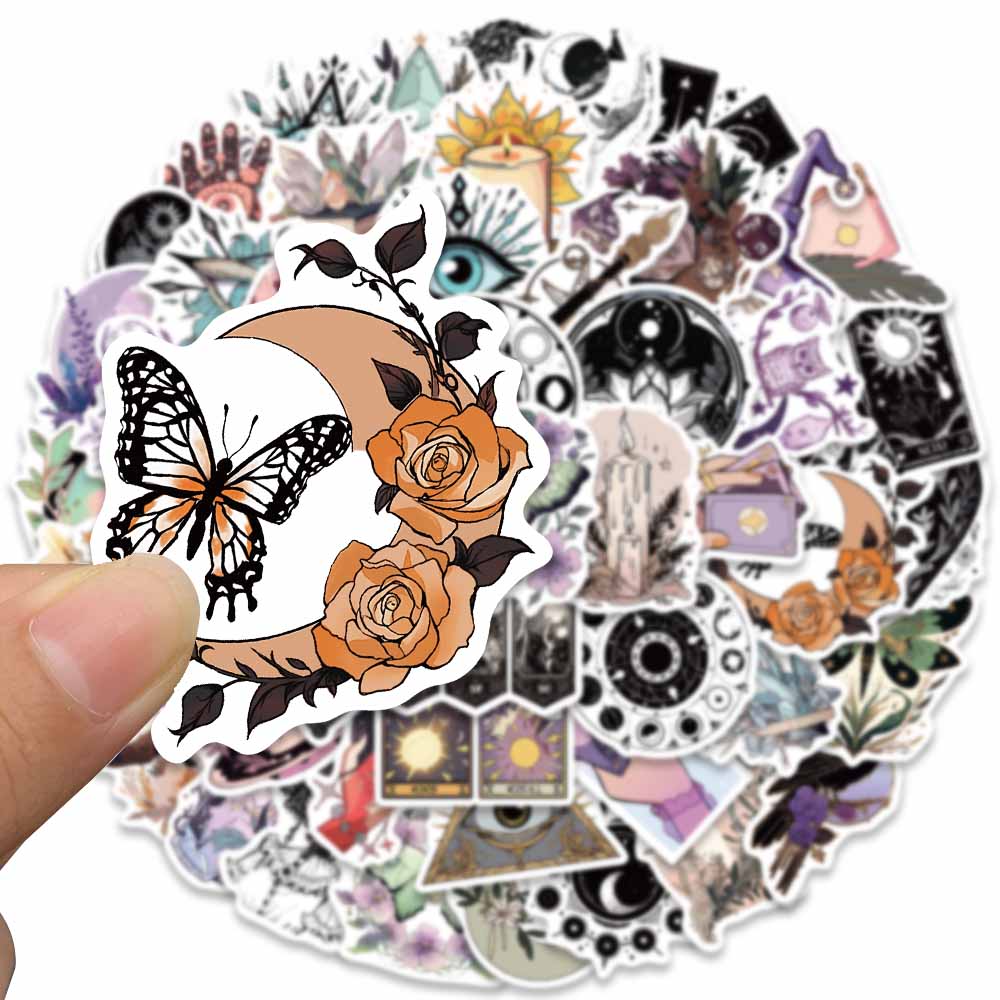 50Pcs Witchy Gothic Apothecary Tarot Witch Astrology Boho Stickers Magician Fridge Guitar Phone Bottle Graffiti Kids Sticker