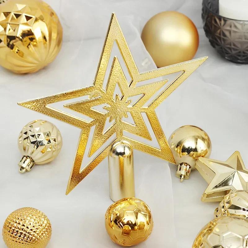 Hot 45PCS 4/6/8CM Tree Top Star Christmas Ball Christmas Tree Pendant Set Pack 2025 New Year Navidad Gifts Christmas Decoration