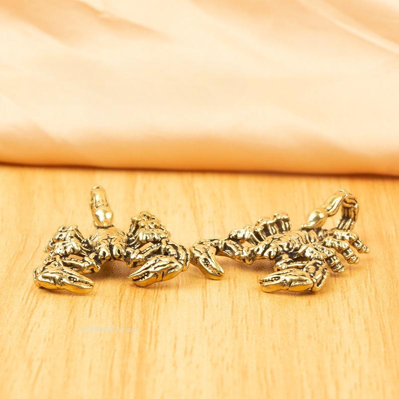 Vintage Brass Scorpion Miniatures Figurines Office Desktop Small Ornament Tea Pet Home Decoration Accessories for Gifts