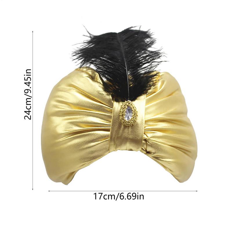 Chapéu Turban Aladdin Sultão Aladdin Headwear Vintage Árabe Novidade Halloween Páscoa Chapéus Árabes com Gema Pena chapéu árabe