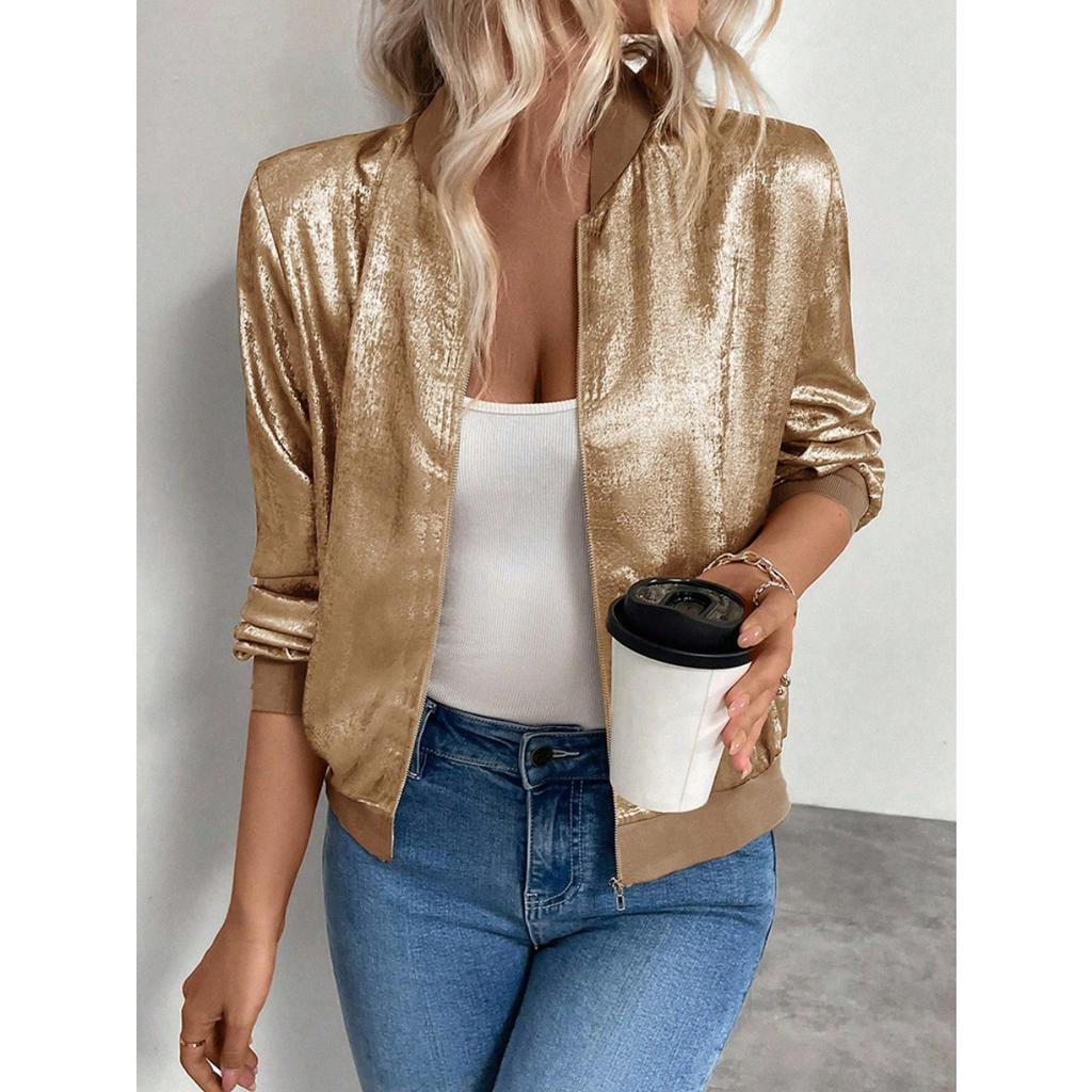 Spring Autumn New Solid Color Patchwork Slim Thin Fashion Casual Jacket Outerwear for Women European American Crossbody Style