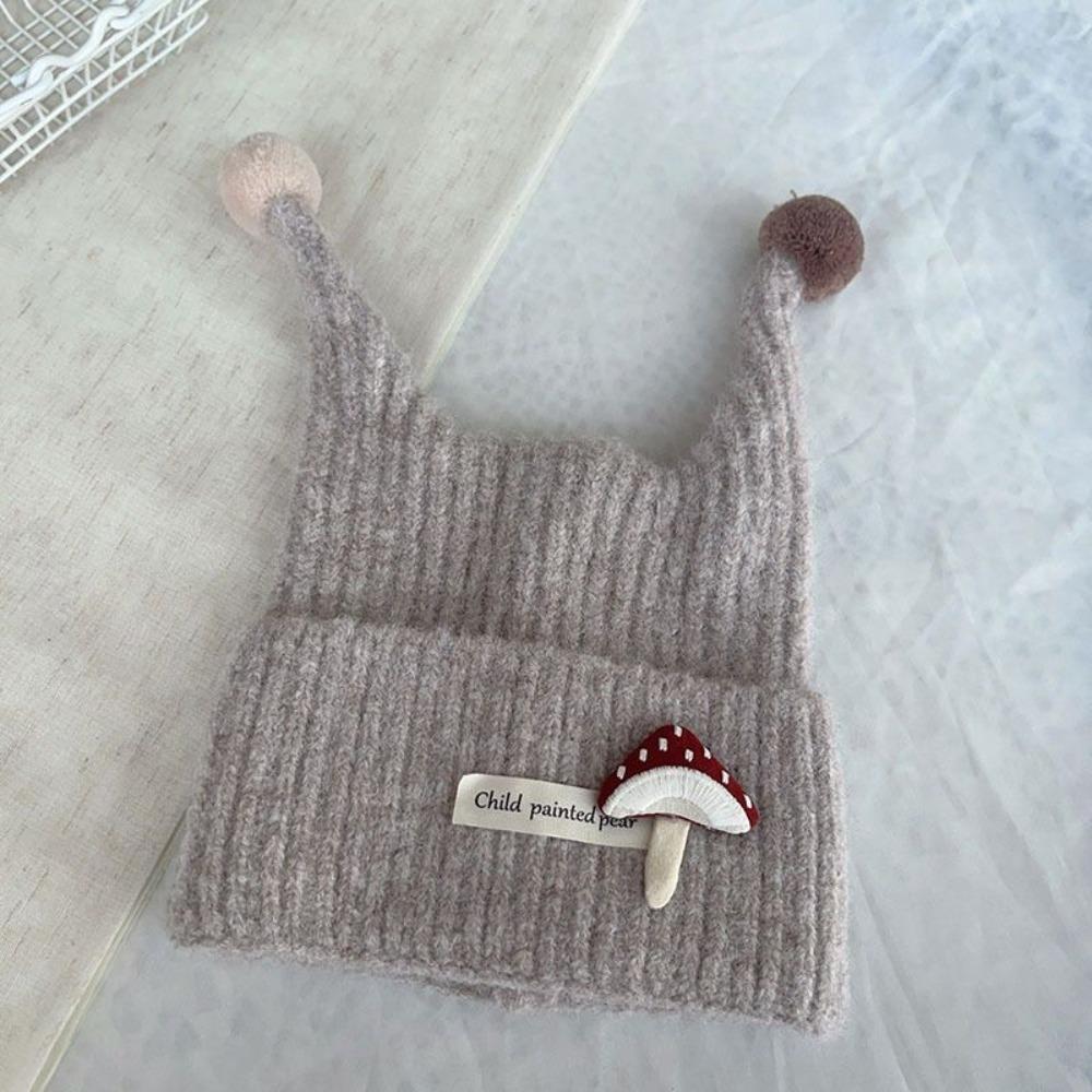 Wind Proof Infant Hat Knitted Fabric Earflap Cap Solid Color Pullover Hat Outdoor Use