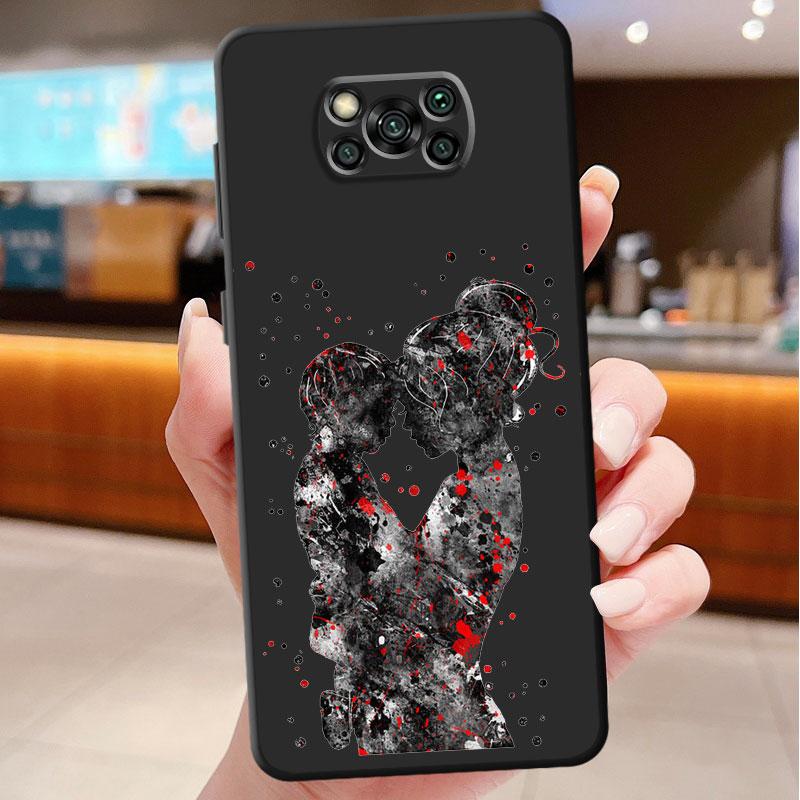 Black Brown Hair Girl Phone Case for Xiaomi Poco X4 F4 C40 M4 5G F3 GT M3 X3 NFC X3 Pro F1 X4 Pro X3 GT X4 GT Silicone Cover