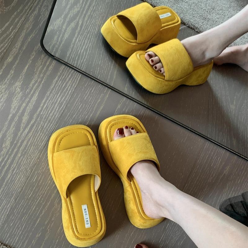 Fashion Women Platform Slippers Fashion Wedge Heeled Sandals Luxury Suede Casual Slides Summer New Beach Shoes for Women Sandalias Mujer