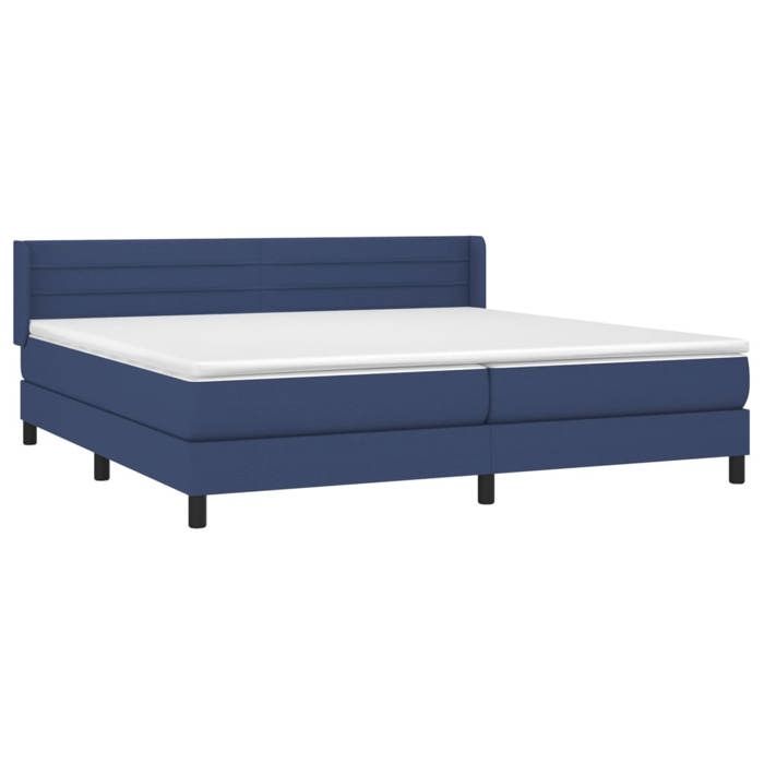 3129823 vidaXL Lit à sommier tapissier avec matelas Bleu 200x200 cm Tissu